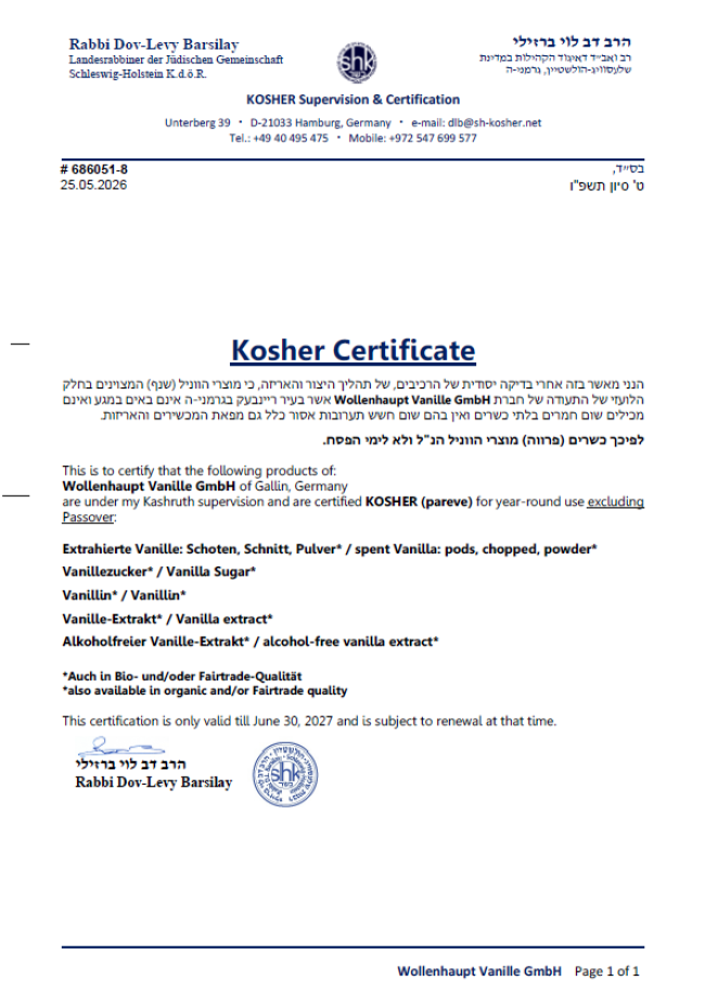 SHK-Kosher (excluding Passover)